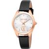 Just Cavalli Glam Chic Luna - Orologio Donna Al Quarzo Moda Cinturino In Pelle Nero Cassa In Acciaio Inox Quadrante Analogico Grigio - JC1L309L0035