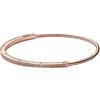 PANDORA Signature Bracciale rigido I-D con pavé placcato in oro rosa 14 carati con zirconi cubici trasparenti, 1