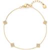 Jewels BY Leonardo Bracciale Ciao Lisette, Bracciale in Acciaio Inox Dorato, Quattro Elementi di Zirconia cubica a Forma di Fiore, Lunghezza 18-20,5 cm, Regalo per Donne, 025746