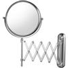 Generic Specchio da parete con ingrandimento 10x, specchio cosmetico da 20,3 cm, regolabile, allungabile fino a 57 cm, finitura cromata, design rotondo, perfetto per trucco e toelettatura
