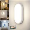 LetGlin Plafoniera LED Esterno, 18W 1800LM Applique da Parete Interno, IP54 Lampada Led Soffitto Ovale Luci, 3000K/4000K/6000K Applique Bagno Luce per Balcone Scale Corridoio Garage, 1 Pezzo