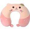 Nivofu Cuscino da Viaggio Bambini in Memory Foam, Simpatico Cuscino Cervicale da Viaggio a Forma di U, Poggiatesta Auto Bambini per Aereo, Treno e Ufficio