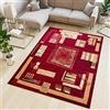 TAPISO Atlas Tappeto Salotto Moderno Pelo Corto Design Astratto Motivo Geometrico Rettangoli tonalità Rosso Scuro Oeko-Tex Soggiorno Sala Camera Ufficio 160 x 220 cm