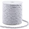 GORGECRAFT 20m*5mm Corda Intrecciata Finitura Poliestere Corda Intrecciata Spago Decorativo Cordoncino Intrecciato Filo Nastro per Decorazioni per La Casa Tieback per Tende Tappezzeria Corda Argento