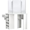 ML DESIGN modern living ML-Design Tavolo Cosmetico ad Angolo Bianco da Trucco con 3 Specchi 5 Cassetti e 3 Scomparti 110 x 141,5 x 54 cm Tavolino da Toelette per Donne e Ragazze Spogliatoio in Legno MDF