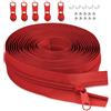 LHZHLE Chiusura lampo infinita da 5 mm, con cerniera: 3,65 m, in nylon rosso, chiusura lampo - al metro con 5 chiusure lampo per biancheria da letto e cuscino