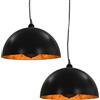vidaXL 2x Lampadari Eleganti Design Moderno Efficienti Funzionali Durevoli di Qualità Lampade a Sospensione Luci Nero e Oro Semisferici E27 40cm