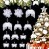 CharmBurst 12 Pezzi di Ali d'Angelo Natale Bianco, Decorazione Albero di Natale Ali di Piume, Decorazione Albero Bianco per Decorazioni Natalizie, Festa di Natale Fai-da-Te Decorazioni Natalizie