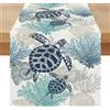 Miuyunya Runner Tavola Moderno Oceano 40 x 100 Verde Runner da Tavolo Impermeabile Esterno Tartaruga Marina Lavabile Primaverile Estivo Centro Tavola Decorazioni per Cucina Vacanze Feste