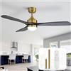 Sofucor 132 cm Ventilatore da Soffitto con Luce, Legno Massello Ventilatore a Soffitto con Telecomando, DC, 3 Temperature di Colore, Timer, 6 Velocità, Modalità Estate Inverno per Soggiorno