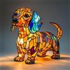 Generic Lampada a forma di bassotto Luce notturna in resina realizzata a mano con luce calda, decorazione da scrivania e comodino a tema animale per gli amanti dei cani, illuminazione artistica a tema canino(