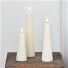 Lights4fun TruGlow® - Set di 3 candele a LED in vera cera con telecomando e timer, a forma di piramide, funzionamento a batteria