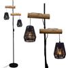 Osasy Lampada da Terra Vintage con Paralumi in Vimini e Piantana in Legno, Ideale per il Salotto, 169 cm