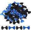 QUARKZMAN 50Pz Fiocchetti Blu Brillante e Nero 1.5 x 1 Mini Fiocco di Nastro Raso Multicolori Piccoli per Cucito DIY Scrapbooking Regalo Presente Decorazione Casa Natalizi