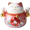 Tyenaza Gatto Maneki Neko, Salvadanaio per Gatti Portafortuna, Salvadanaio in Ceramica da 4,5 Pollici con Campane, Oggetto Kawaii Deco, Lucky Cat Porcellana, Gatto cinese Asia Decorazione, Fortuna(Gatto Rosa)