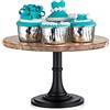 Nuptio Alzata per Torta Rustica Matrimonio: Alzata per Torta in Legno Diametro 25cm Nero, Piatto Espositore Dessert Piedistallo Legno per Compleanno Baby Shower Party Cupcake Torte Pomeridiane