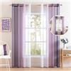 MIULEE Tende Voile Trasparenti per Interni Finestre con Occhielli Sfumato Tenda per Soggiorno Decorative Balcone e Camera da Letto Salotto Leggero 2 Pannelli 140X160 CM Bianco Viola
