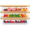 G U T H E Lifestyle Good Lifestyle - Set di 3 scatole per salumi, per frigorifero, in vetro, con coperchio in legno, impilabili, salsicce e formaggi