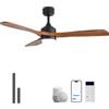 Sofucor Smart Ventilatore da Soffitto con Luce,132 cm Legno Massello Ventilatore da Soffitto con Alexa/APP/WiFi, Telecomando, DC, 3 Temperature di Colore, Timer, 6 Velocità per Camera da Letto