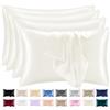 lazzaro home feel the difference Lazzaro Home - Confezione da 2 federe in raso, 50 x 75 cm, per la cura dei capelli e della pelle, con chiusura a busta, colore: bianco avorio, 4 pezzi