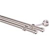 MDEKOR Bastone per tende 140 cm, 2 binari, effetto acciaio inox, set di aste per tende in metallo, Ø 19 mm, doppio