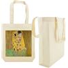 My Custom Style Borsa Shopper Cotone Canvas 300gr. #Arte-Il Bacio, Klimt# 38x42x8cm +Tasca, Manici 50cm.