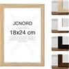 JCNORD Cornice Portafoto in Legno MDF Color Rovere 18x24 cm con Vetro Acrilico Infrangibile | Moderna per Pareti e Tavoli