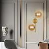 Dopastore Applique da Parete Con Attacchi 2xG9 Design Doppia Sfera in Vetro Staffa Lineare Oro Fumè Ambrate Porta Lampada da Muro Luce up down Moderna Per Interni Camera da Letto Soggiorno (Ambrate)