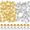 Beebeecraft 100 pz Perline in Ottone Placcato Oro 18K Ciondoli in Oro Argento Perline Rondelle Sciolte 4.5x3.5 mm Accessori per in Metallo per La Creazione di Gioielli Fai da Te