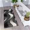 TAPISO Dream Tappeto Runner Passatoia per Corridoio Cucina Ufficio Entrata Ingresso Sala Design Moderno Motivo Geometrico Astratto Onde tonalità di Grigio Scuro Pelo Corto 80 x 330 cm