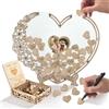 Eirolace Libro degli ospiti in legno con 100 cuori in legno, decorazione per matrimonio con cornice, a forma di cuore, personalizzato per matrimoni e compleanni