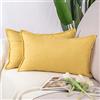 Madizz 2 Pezzi Lino in Poliestere Copricuscini Morbido Decorativo Fodere per Cuscino Lusso Stile per Divano Camera da Letto 30x50 cm Giallo