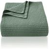 CHUFFED Coperta a nido d'ape in 100% cotone, 270 x 230 cm, morbida e leggera, per tutte le stagioni, perfetta per divano letto, divano, elegante decorazione per la casa, per letto king size, verde