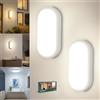LetGlin Plafoniera LED Esterno, 12W 1200LM Applique da Parete Interno, IP54 Lampada Led Soffitto Ovale Luci, 3000K/4000K/6000K Applique Bagno Luce per Balcone Scale Corridoio Garage, 2 Pezzo