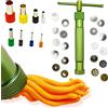 AMANDELIZABE Pressa per argilla artigianale, estrusore pasta di zucchero, estrusore per argilla, blu, con 20 forme, per ceramiche, pasticceria, pasta per pane, pasta di zucchero, torte fondenti