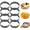 CAAGGMM Anello Crostata, 8 Pezzi 8 cm Mousse Per Tartellette in Acciaio Inossidabile, Microforato Anelli Rotondi Stampini, Anelli Rotondi per Torte, per Frutta, Quiche e Mousse, Nero