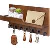 Kldgris Portachiavi da Parete Appendichiavi da Muro in Legno con 5 Ganci per Ingresso, Porta di Casa, Corridoio, Camera da Letto (Marrone)