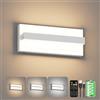 Klighten Led Dimmerabile Applique da interno con batteria, 11000mAh, 3000K -6000K Lampada da parete touch senza fili con Telecomando, Luci da parete con funzione di Timing, con USB-C, 8W, Bianco