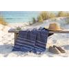 BELLA VITA Fouta a Righe 200×240 cm Blu - Telo Mare Extra Large in Cotone e Poliestere, Morbido e Assorbente per Spiaggia e Piscina