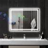 HOMCOM Specchio da bagno con illuminazione, 80 x 60 cm, specchio da parete con funzione musicale Bluetooth, funzione memoria, orologio 3 colori di luce, senza appannamento, con interruttore touch