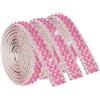 QUARKZMAN 3 Pezzi 1 Yard Nastro Di Perline Adesivo Con Strass, 1.5cm Nastro Di Perline Con Strass Bordatura Diamante Per DIY Abbigliamento Matrimonio Feste Accessori Rosa