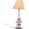 LOBERON Clamart Lampada da tavolo - Affascinante look vintage grazie alla finitura anticata - Con base di ferro decorativa, lino/marrone antico