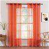 MIULEE Tende Trasparenti per Camera da Letto in Voile con Occhielli Morbidi Finestre e per Salotto Eleganti Soggiorno 2 Pannelli 140X160CM Arancione