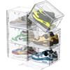 PANOONA 6 pcs Scatole per Scarpe,Scatole Portascarpe in Plastica Trasparenti impilabili, Organizzatori Pieghevoli,Contenitori Portascarpe con Coperchi per donna/uomo,Taglia 46 (33x27x21cm)