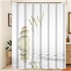 Xiaoterna Tenda da doccia per giardini termali Riflesso di erba selvatica in acqua Meditazione Tenda da doccia rustica in pietra e acqua bianca Tessuto impermeabile lavabile in lavatrice 150x200cm