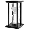 Aicharynic Clessidra 60 minuti: telaio in legno nero bianco sabbia clessidra timer, timer Hourglass sandglass 1 ora clessidra per ufficio soggiorno studio cucina decorazione 20 x 10 cm