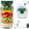 YJWZ Barattolo per Insalata Apribile con Apertura Laterale, Salad Jar con Contenitore da Viaggio per Condimenti, Contenitore Insalata con Tappo Ermetico, Scala Graduata, per Ufficio, Scuola e Picnic