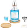 KOSLEOW Dispenser Collutorio Bagno in Vetro, Set 350ml con Bicchiere, Imbuto Acciaio e Vassoio Bambù, Alternativa a Dispenser Automatico Sapone e Dispenser Dentifricio, Elegante Organizer Bagno