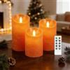 AnnSpa 3 Sets Candela LED Senza Fiamma a Batteria con Telecomando, Cera Vera Mossa tremolante stoppino Sfarfallio Ambra Candele gialla, Cera Unscented per Halloween Regalo e Decorazione (Arancione)