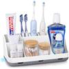 PARKMANI Portaspazzolino per bagno, organizer per spazzolino elettrico e dentifricio, organizer da bagno con 7 scomparti, accessorio da bagno per famiglia, bambini (bianco)